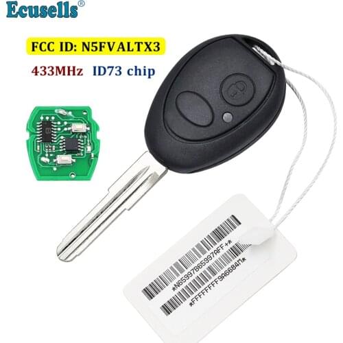 Remote Key Fob 2 buttons 433Mhz ID73 chip for Land Rover Discovery 1999-2004 FCC ID: N5FVALTX3 uncut key