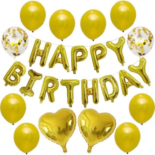 Silver Letters Ballons Happy Birthday Foil Air Balloons gold confetti balloons Party Decorations wedding bridal shower supplies