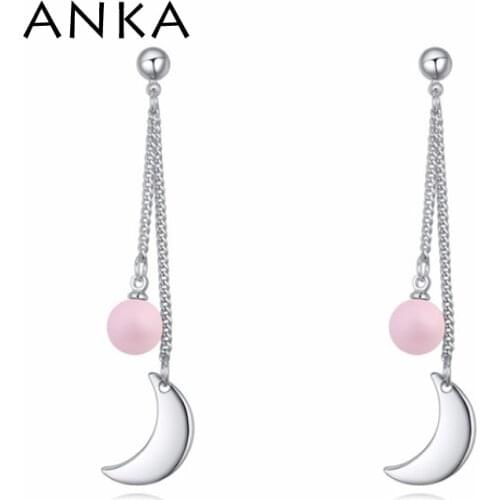 New moon with simulated-pearl drop earrings trendy for women lady korean fashion Jewelry Ear Crystals from Austria #114140