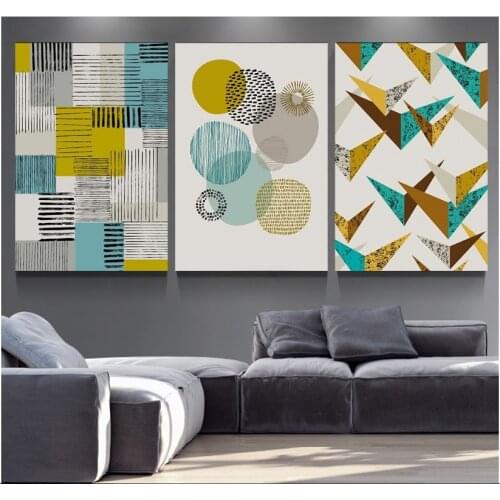 Nordic Simple Geometric Mosaic Art Decorative Paintings Wall Art Print Picture Canvas Painting Poster for Living Room No Framed