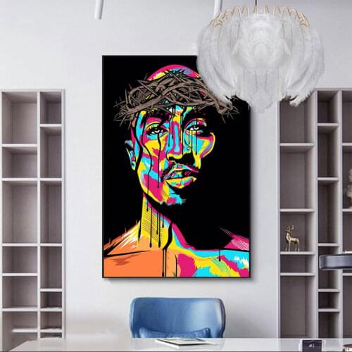 Creative Color 2Pac Posters And Prints Abstract Graffiti Star Canvas Painting Wall Art Picture Living Room Home Decoration Mural