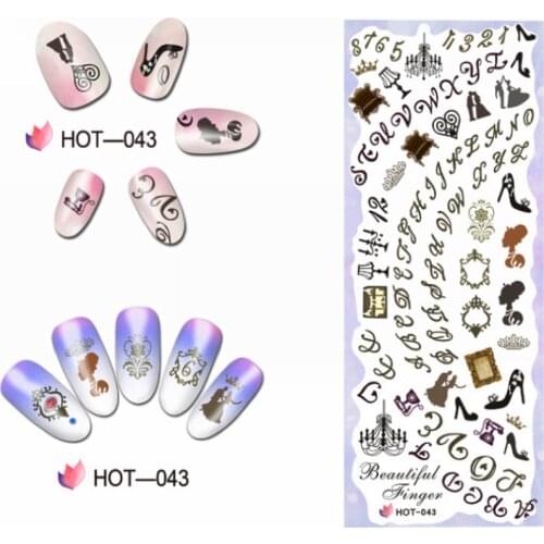 UPRETTEGO NAIL ART BEAUTY WATER DECAL SLIDER NAIL STICKER FLOWER PHOTO FRAME LADY ALPHABET FLORID CHAIN HOT043-048