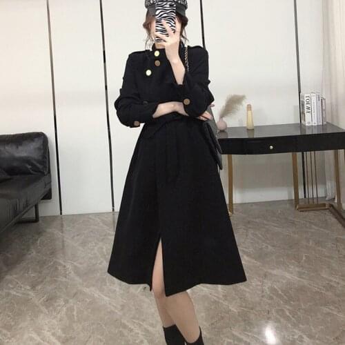 Mid-Length Windbreaker Coat Womens 2021 Spring Autumn New Korean Fashion Loose Casual All-Match Casual Trench Jacket Female A534