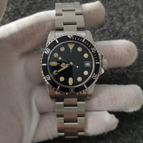 Vintage Watch for men 1960 NH35/NH38 Automatic Movement Mechanische Retro-Uhr Montre mécanique rétro Green Luminous Vintage Dial