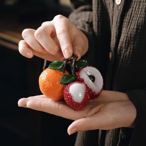 NEWYEARNEW Change Color of Tea Pet Accessories Creative Lychee Fruit Decoration Gift Luck Home Furnishing Articles Teaware