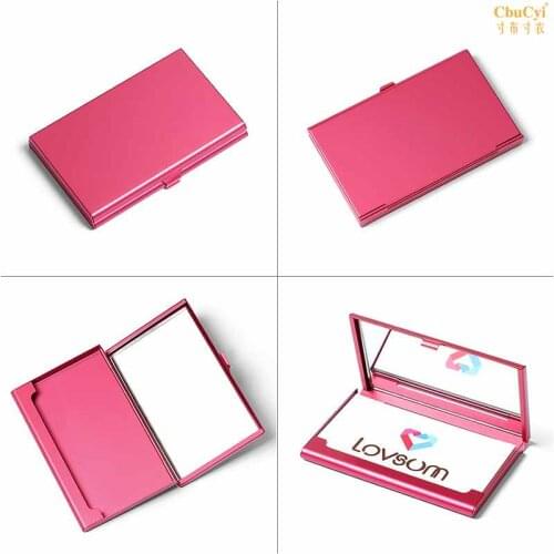 Make-up Mirror Business Card Box Womens Fashion High-end Business Korean Metal Business Card Clip Customized Log