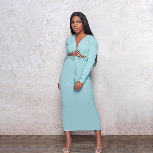 Waist Band Cut Out Elegant Bodycon Dresses Women Sexy Deep V Neck Long Sleeve Package Hip Dress Fall Drawstring Slim Wrap Robe