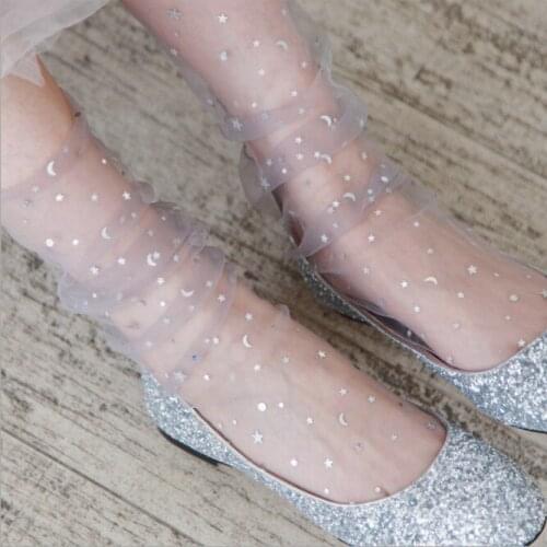 10pairs/lot sweet style woman sexy moon star glass socks female Shiny Stars Mesh crystal summer Socks