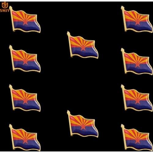 10PCS USA Flag Enamel Pins Arizona Fashion Backpack Hat Brooch Badge Lovers Collection Gifts
