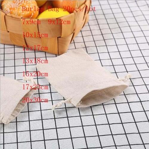 20Pcs/lot Solid color Drawstring Burlap Bag 7x9 9x12 13x18 15x20 cm Jute Gift Bags Jewelry Packaging Wedding Bags