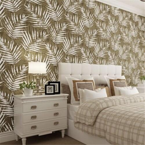 Beibehang 3D Stereo Flocking Parity Deer Skinned Nonwoven Fabric Bedroom Living Room Southeast Asia Leaf Wallpaper