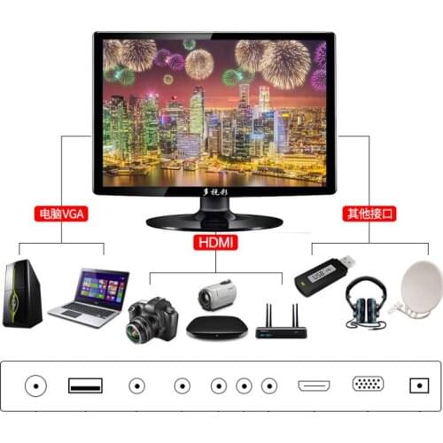 4:3 ratio multiple functional Quartet TV 15'' 17'' inch DVB-T2 S2 led Portable television TV monitor