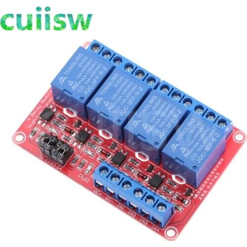 Relay module 4 Channel 5V 12V 24V Relay Module Board Shield with Optocoupler Support High and Low Level Trigger for Arduino