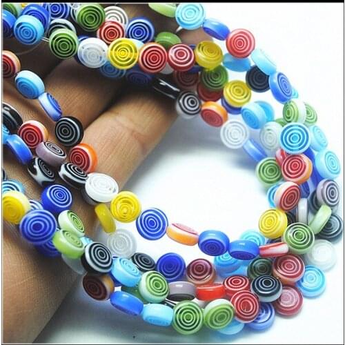 48pcs glass beads round coin shape beads strings for bracelets making accessories size 8mm single flower beads accessories