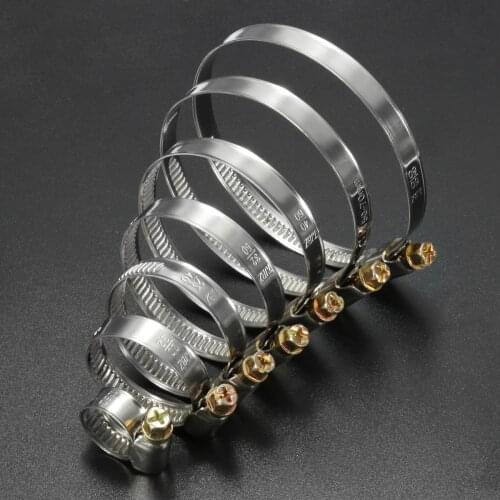 5Pcs Pipe Clamps Hose Clips Stainless Steel Fuel Hose Pipe Clamps Worm Drive Durable Anti-oxidation