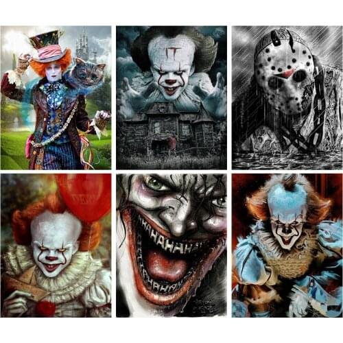 5D DIY Diamond Painting "IT Film Chapter Joker" Full Drill diamond Embroidery Cross Stitch Mosaic Home Decoration Halloween gift