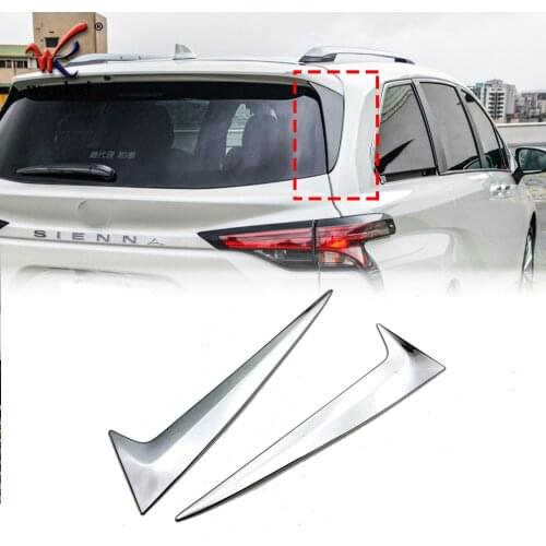 Car Accessories For 2021 2022 Toyota Sienna Rear Triangular Window Spoiler Trim Sticker ABS Chrome