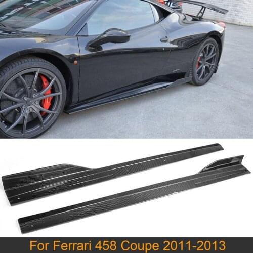 Carbon Fiber Car Side Skirts Extension Lip for Ferrari 458 Coupe 2011 - 2013 Side Door Bumper Skirts Lip Aprons Body Kits FRP