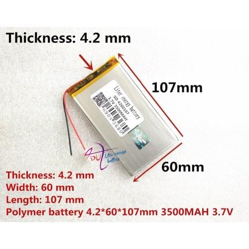 Free shipping 3.7 V lithium polymer batteries, 4060105, 4260107, 3500 mah applicable tablet rechargeable batteries