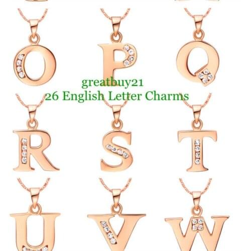 Rose Gold Alphabet Letter from S to Z Pendant Choker Necklace for Elegant Women Wedding Anniversary Best Selling Charm Jewelry