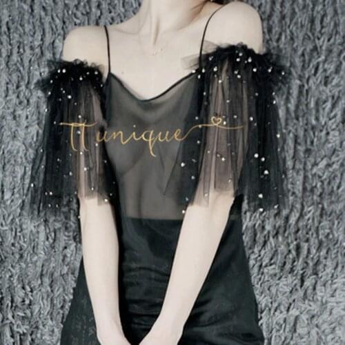 Black styling mesh lace Lace bow white cuffs cotton mummy sleeves decorated cuffs Mysterious Beads Dream Cloak Cuffs Decorative