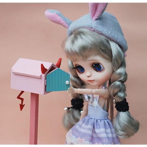 G05-X5159 children baby gift Toy 1:6 Dollhouse mini Furniture Miniature rement bjd Photo props wooden cartoon mailbox 1pcs