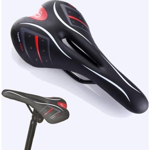 MTB PU Leather Mountain Bike Saddle Breathable Comfortable Bicycle Front Seat Thick Pad Cycling Hollow Seat Bicycle Accessories