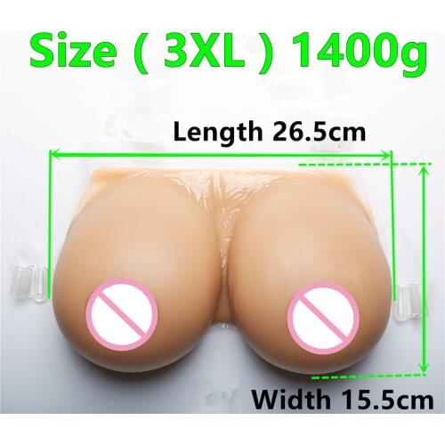 1400g D Cup Artificial So Huge Crossdress Silicone Fake Breast Forms With Straps For Men Suntan fake silicone breast