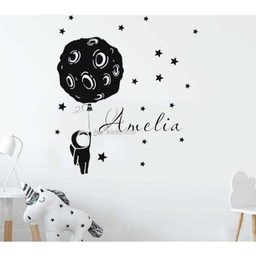 Space Wall Decals DIY Stars Custom Name Baby Nursery Decal Boys Bedroom Wall Decor Mural Planet Wall Stickers Home Decor LC1718