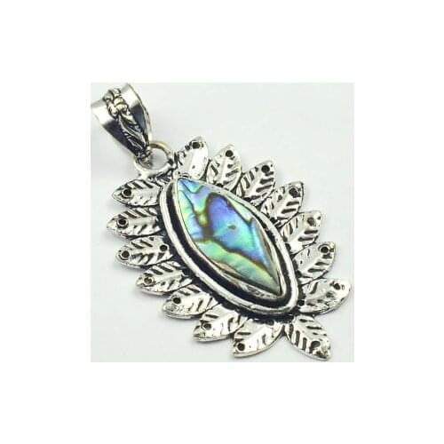 Abalone Shell Pendant Silver Overlay over Copper, USA Size 52mm , P4696