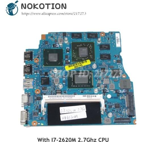NOKOTION For Sony VPCSB1AGX VPCSB Laptop Motherboard 13.3 Inch MBX-237 A1820750A MAIN BOARD I7-2620M 4GB RAM HD6630M 1GB