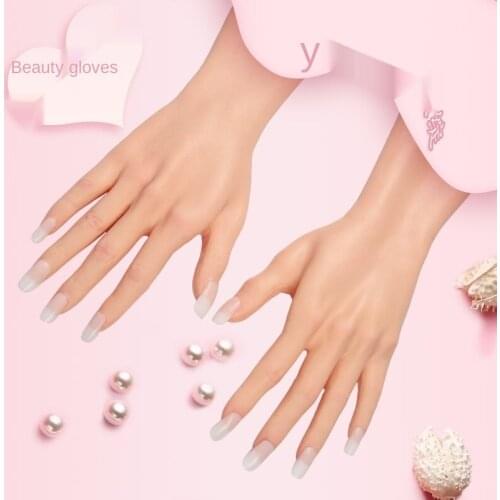 Hand Model Silicone Arm Woman with Flexible Finger Adjustment Display Model Adult Model Prosthetic Hand Removable Nail