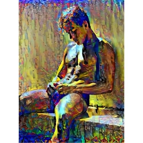 DIY Diamond Painting Bathroom man Full Square round Drill Diamond Mosaic diamond embroidery sale Cross Stitch Home Decoration