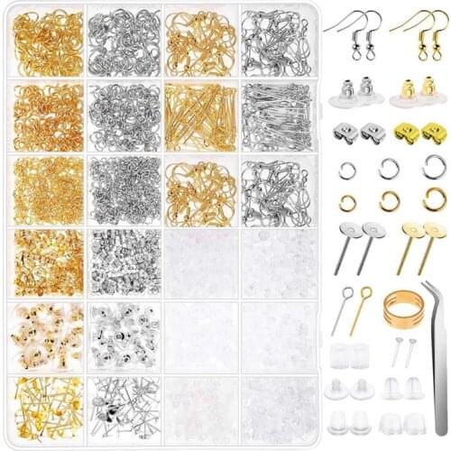 2480Pcs Earring Making Kit with Earring Hooks Findings, Earring Backs Posts, Jump Rings for Jewelry Making Supplies