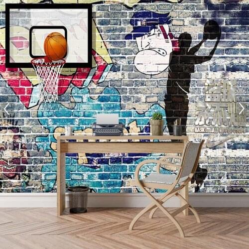 3d Play Basketball Brick Wall Murals Wallpapers for Living Room Kids Bedroom Wall Papers Home Decor Vinyl Peel Stick Papel Tapiz