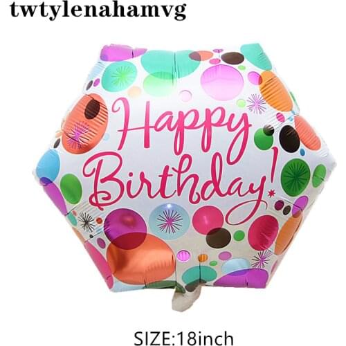 New Happy Birthday Aluminum Foil DIY Balloon 8 Year Old Anniversary Fathers Day Christmas Bar Decoration Hexagonal Balloons