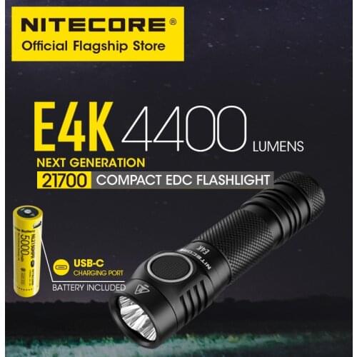 NITECORE E4K small 4400 lumens super bright 21700 portable palm small straight tube