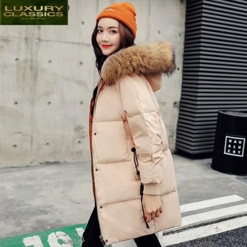 Coat Female Winter Down Down Jacket Women Thick Warm White Duck Down Parkas Korean Fashion Fur Hooded Clothes LWL1145