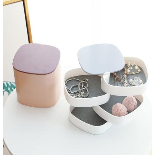 Nordic Plastic Jewelry Organizer Earrings Necklace Ring Jewelry Storage Box Display Travel Spin Jewelry stand Box Gift New