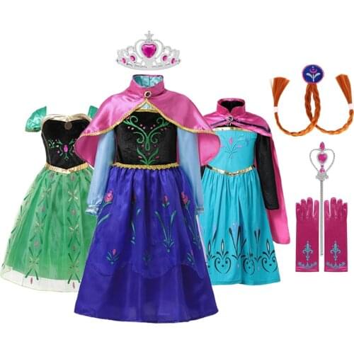 Disney Frozen Elsa Dresses Fancy Clothing for Girls Birthday Party Gown Children Kids Snowflake Halloween Anna Princess Costume