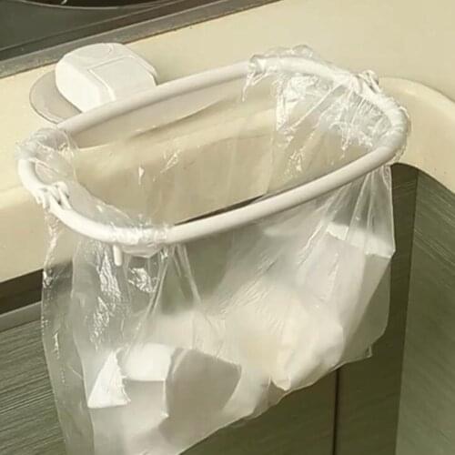 Portable Plastic Garbage Hanging Bag Kitchen Trash Storage Rack Bag Hook Scouring Pad Dry Shelf Holder Kitchen Organzier