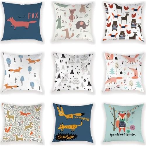 Festival Fox Pillow Case Little Hero 45*45 Cushion Home Decor Christmas Tree Cushion Cover High Quality Pillowcase For Bed Decor