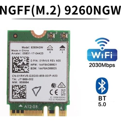 9260 AC 9260NGW Network WiFi Card M.2 2030Mbps 2.4G/5Ghz 802.11Ac Bluetooth 5.0 for Laptop Desktop Windows 10