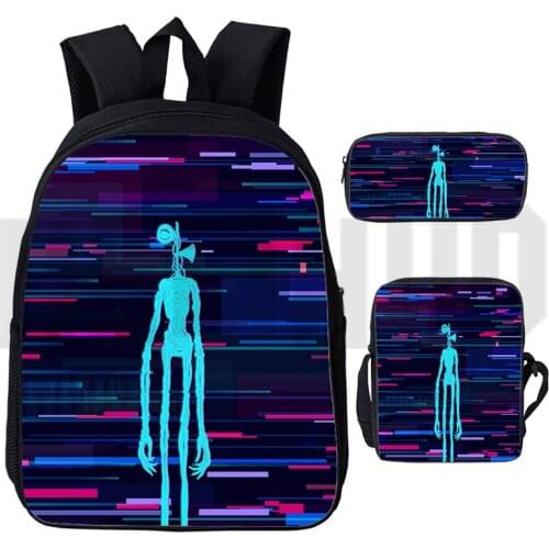 3D Print Schoolbags Siren Head Backpack Men Women Anime Hot Game Harajuku Teenager Laptop Book Bag 3 Pcs/Set Cartoon Cute Bag