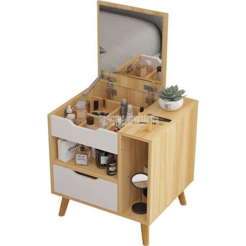Nordic Modern Dressing Table With Mirror Drawer Wood Dresser Nightstand Bedroom Furniture Mini Bedside Table Wedding Furniture