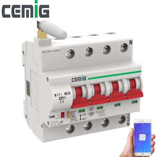 Smart WiFi Circuit Breaker 4P Remote Control By eWelink App Work With Alexa Overload And Short Circuit Protection