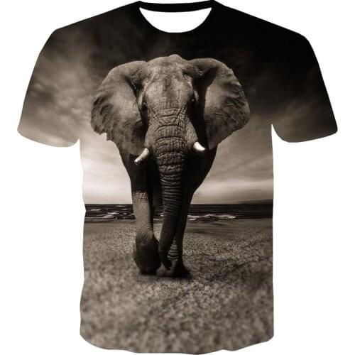 UNEY Animal Graphic Shirt Elephant 3D Print US Size T Shirt Unisex Top Casual Novelty Clothing