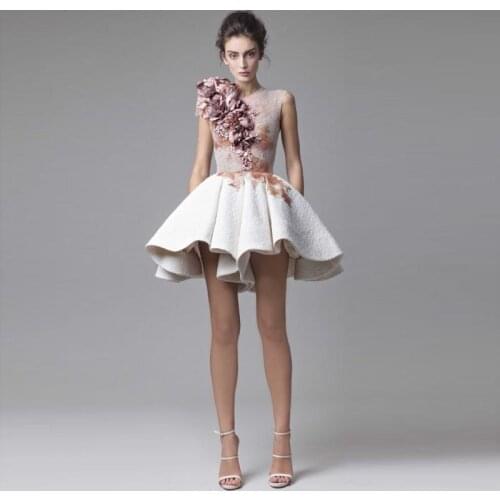 High Quality Saudi Chic Short Prom Dresses Ball Gown Appliqued Ruffles Mini Cocktail Party Gowns Robe De Cocktail Custom Made