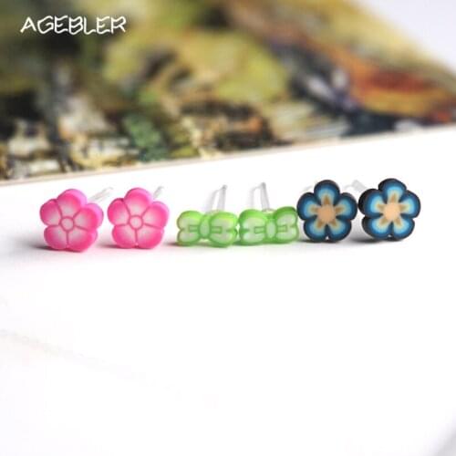 High Quality Polymer Clay Jewelry Women Fashion Stud Earrings for Girls Kids Gift Colorful DIY Flower Brinco Plastic Earring P30