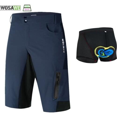 WOSAWE Cycling Shorts Shockproof MTB Bicycle Shorts Summer Men Road Bike Shorts Reflective Downhill Loose Fit Shorts